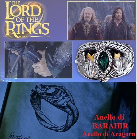 Anello di  aragorn  - anello di barahir - riproduzione ufficiale new line cinema del film il signore degli anelli.